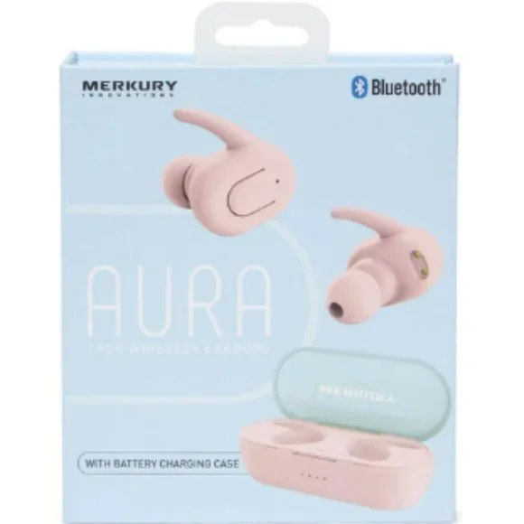 Merkury Innovations Aura True Wireless Earbuds Charging Case Blush